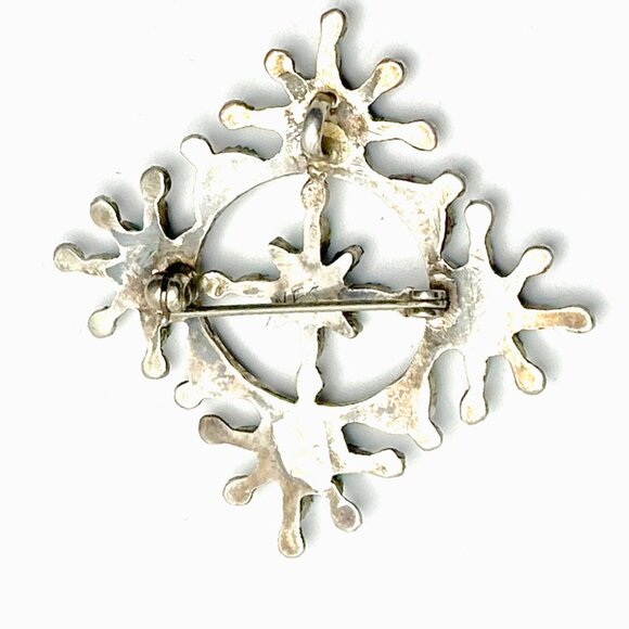 Vintage Signed Zuni Petit Point Pin-Pendant — Sleeping Beauty Turquoise & Silver - Picture 10 of 10